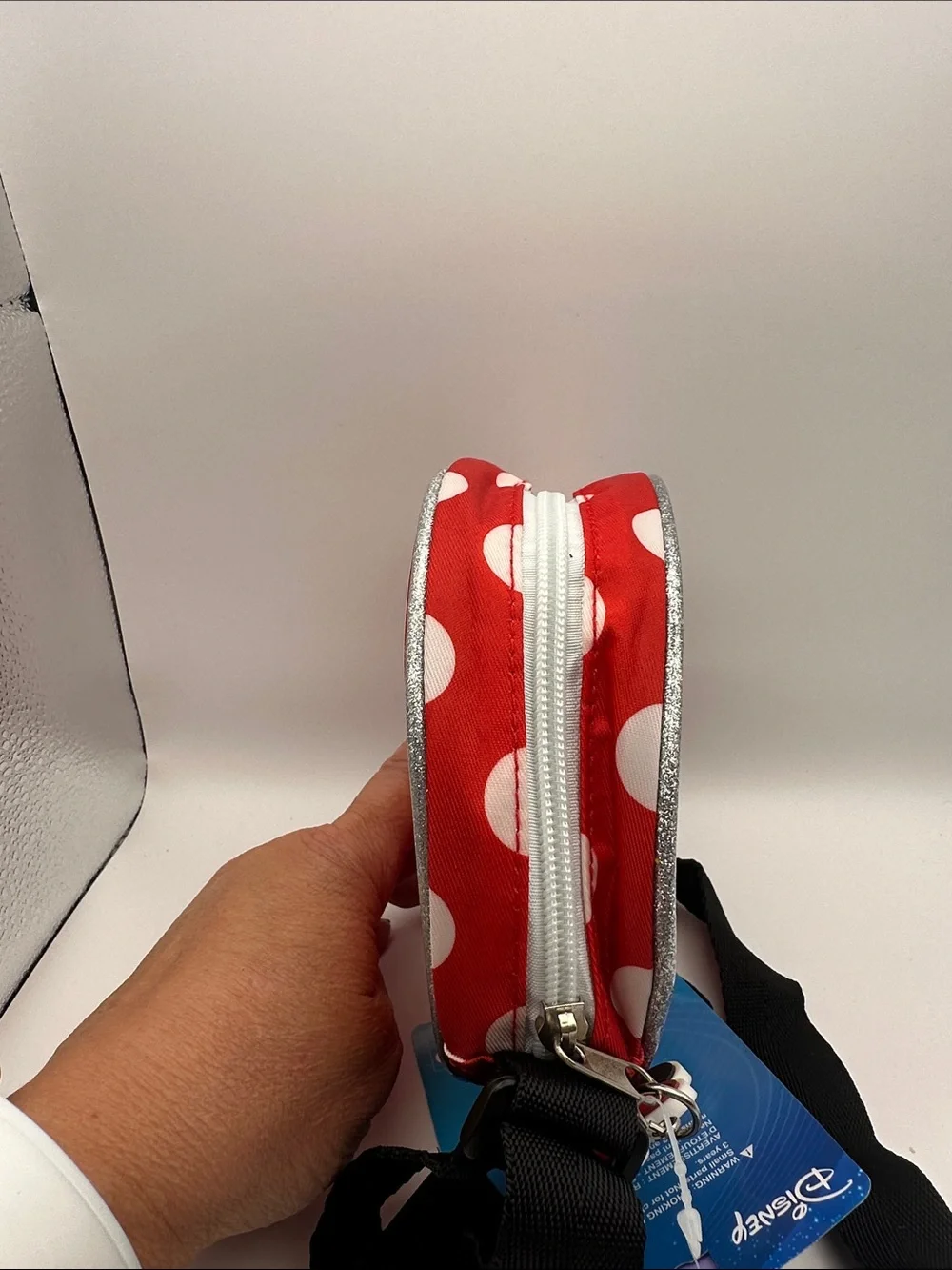 Disney Minnie Mouse Red Round Crossbody Bag with Black Strap